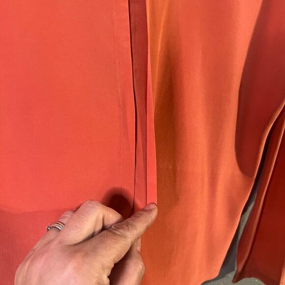 Peach Silk Blouse Linda Allard Ellen Tracy VTG Silk Blouse sz 12 Faux split fron - Picture 8 of 10